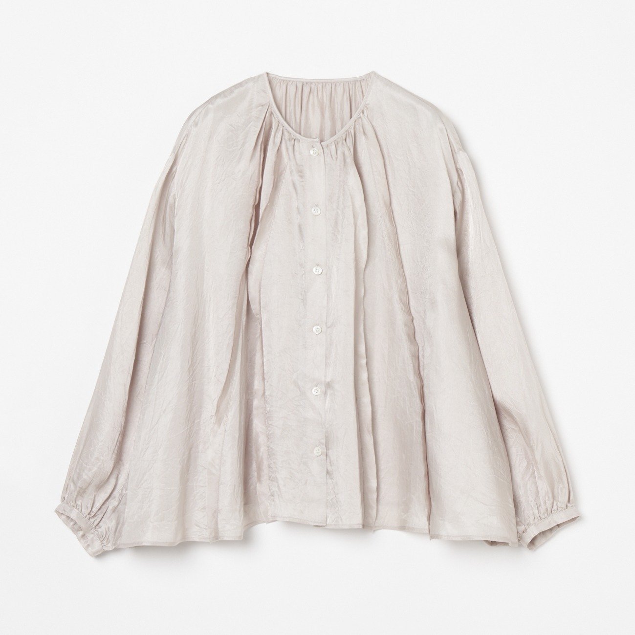 HELIOPOLE CREPE SHEER GATHERED BLOUSE エリオポール トップス シャツ・ブラウス グレー ホワイト