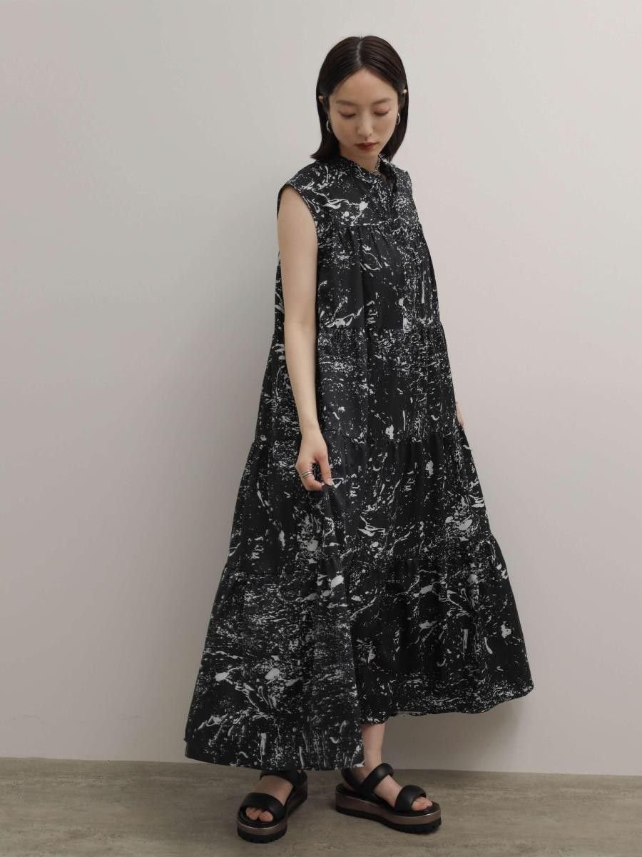 RADIATE スプラッタープリントティアードワンピース ラシュッド ワンピース・ドレス その他のワンピース・ドレス ブラック