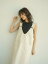 LASUD Color stitch jumper skirt ラシュッド ワンピース・ドレス ジャンパースカート ホワイト ベージュ【送料無料】