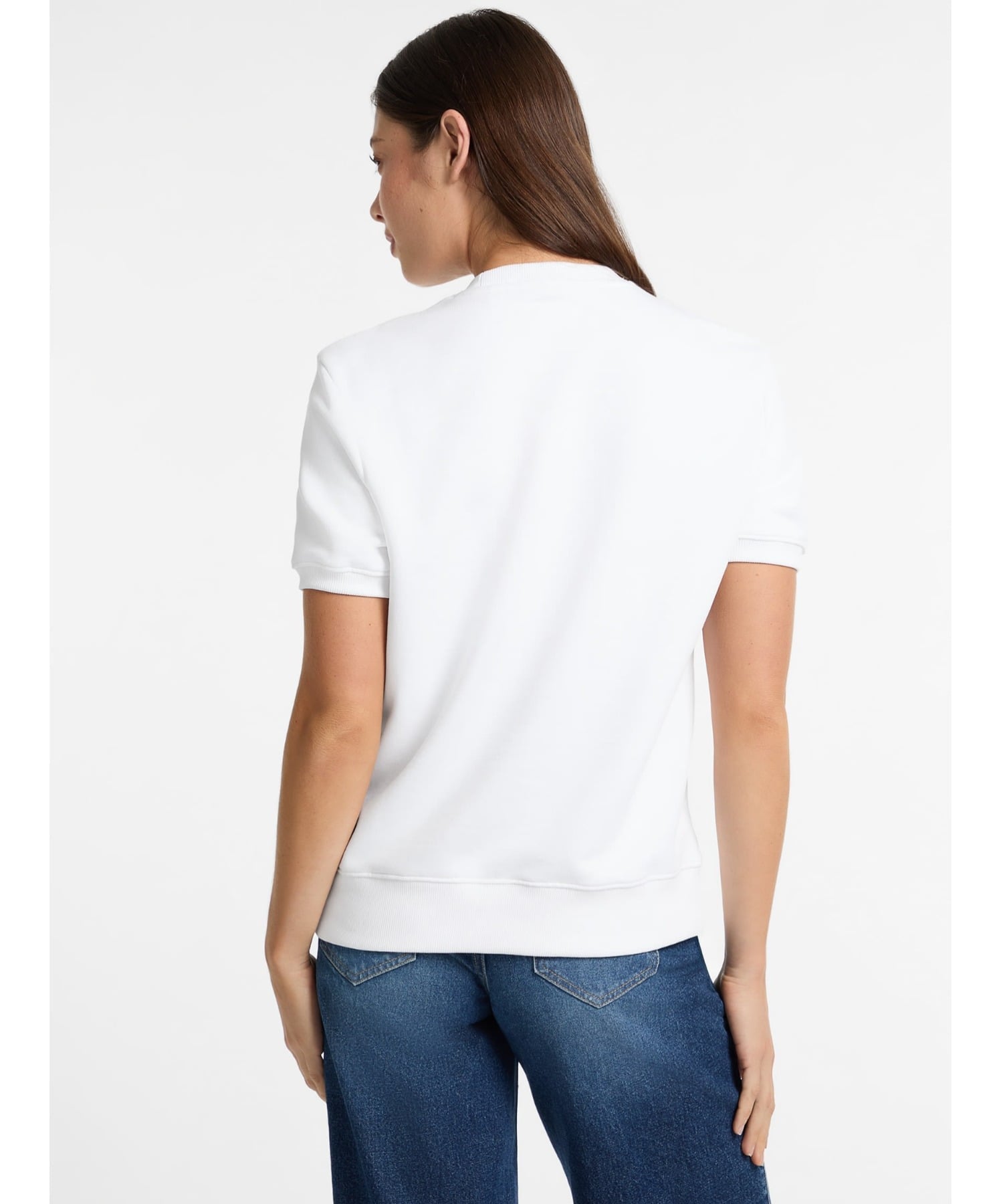 GUESS JEANS 半袖Tシャツ(W)Cn Reg Ss Printed Sweat ゲス トップス スウェット・トレーナー ホワイト