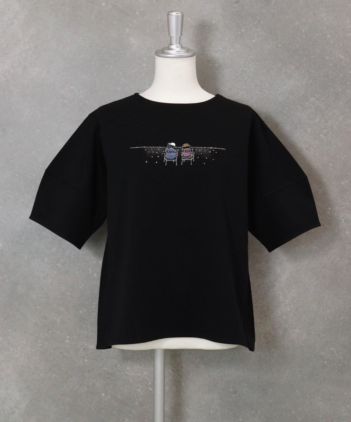 【SALE／40%OFF】STUDIO PICONE 【スタジオピッコーネ公式】刺繍ストーンUV冷感Tシャツ スタジオピッコーネ トップス カットソー・Tシャツ ブルー ピンク ブラック ホワイト【送料無料】