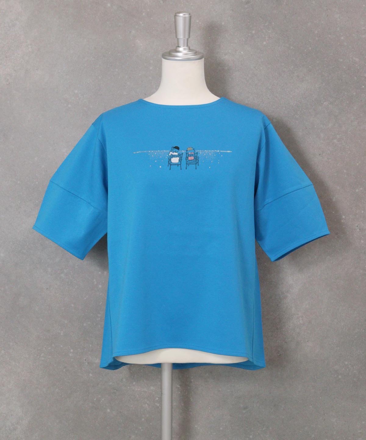 【SALE／40%OFF】STUDIO PICONE 【スタジオピッコーネ公式】刺繍ストーンUV冷感Tシャツ スタジオピッコーネ トップス カットソー・Tシャツ ブルー ピンク ブラック ホワイト【送料無料】