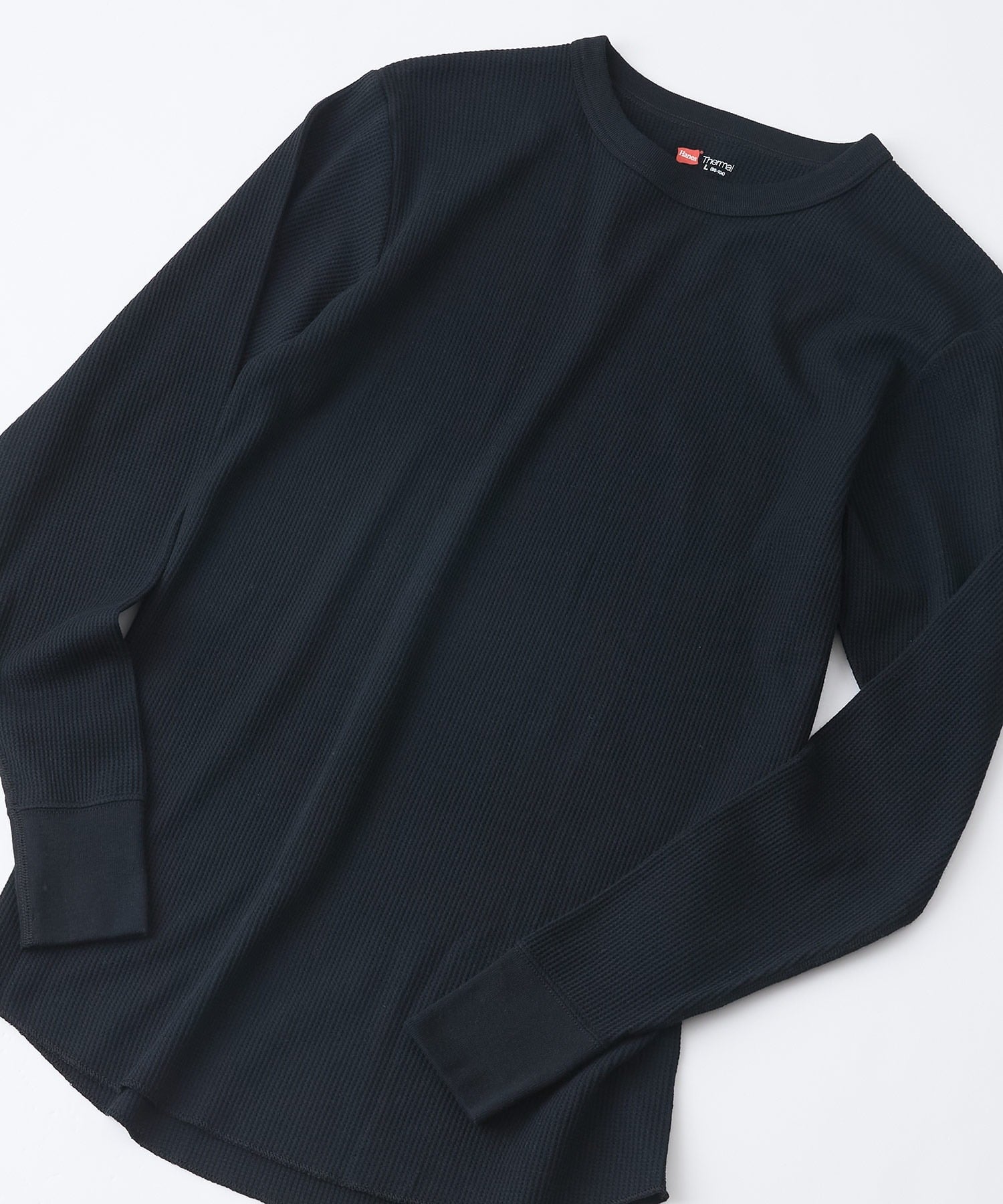 HANES/(M)サーマルクルーネックロングTシャツ ジーンズメイト トップス カットソー・Tシャツ ブラック グレー