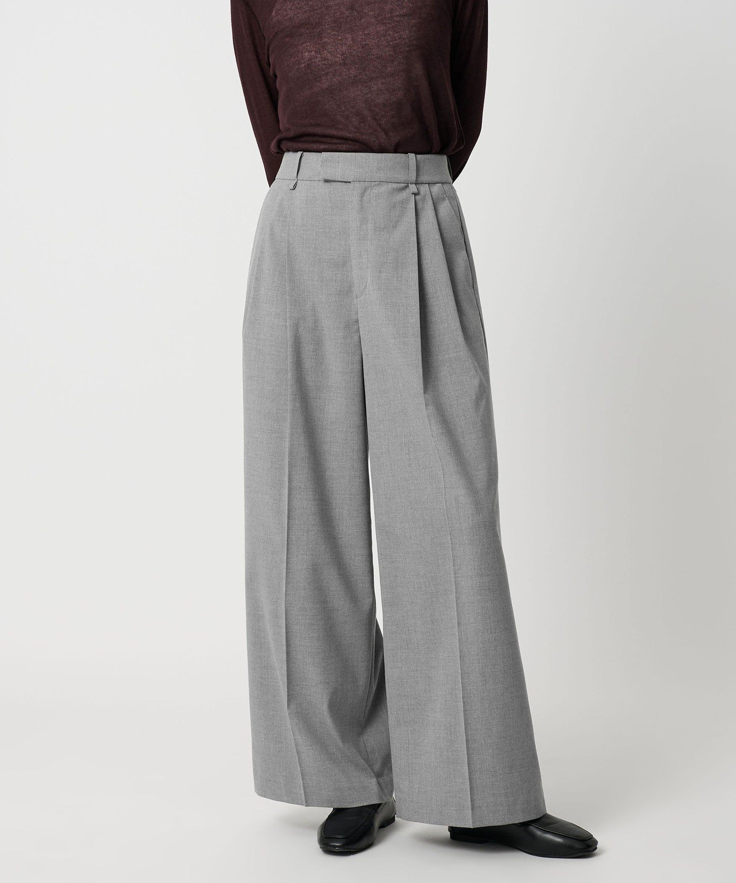 【SALE／20%OFF】CITEN ＜CITEN＞キャリーマン2タックワイドスラックス シテン パンツ スラックス・ドレスパンツ グレー ブラック【送料無料】