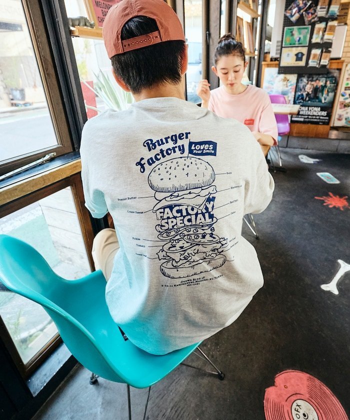 Burger Factory×FREAK'S STORE/バーガーファクトリー 別注 ビッグシルエット バックプリント クルーネックTシャツ 【限定展開】 フリークスストア トップス カットソー・Tシャツ ピンク ホワイト グレー ブラウン ブラック