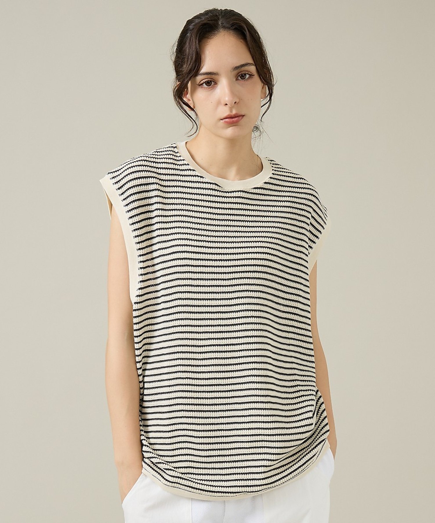ABAHOUSE LASTWORD 【JEMORGAN/ジェーイーモーガン】ワッフルボーダーベスト/ユニセックス/J アバハウス トップス カットソー・Tシャツ ホワイト グレー ネイビー【送料無料】