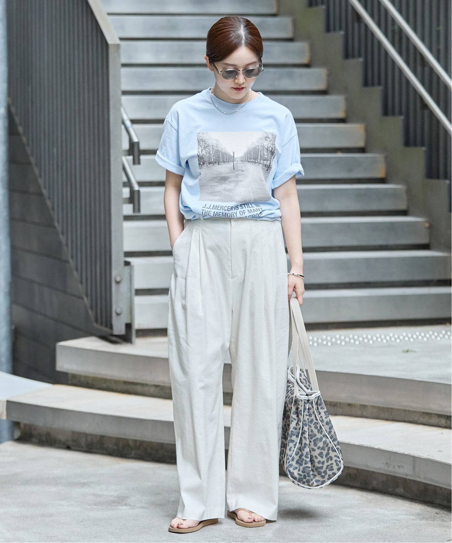 IENA J.J.Mercer/ジェイジェイマーサー フレンチフォトTシャツ C イエナ トップス カットソー・Tシャツ ブルー