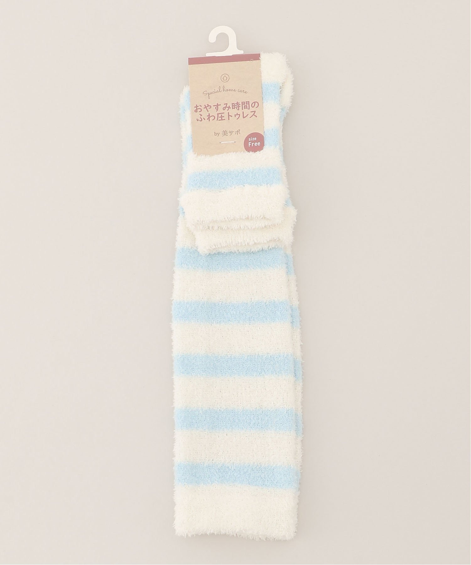 【SALE／30%OFF】SUKENO SUKENO/(W)おやすみ時間のふわ圧着圧トゥレスハイソックス スケノ 靴下・レッグウェア 靴下 ブルー ベージュのサムネイル