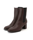 【SALE/40%OFF】Scramble ポインテッドトゥサイドゴア太ヒールプーツ ミドル丈 スクランブル シューズ・靴 ブーツ ブラック ブラウン