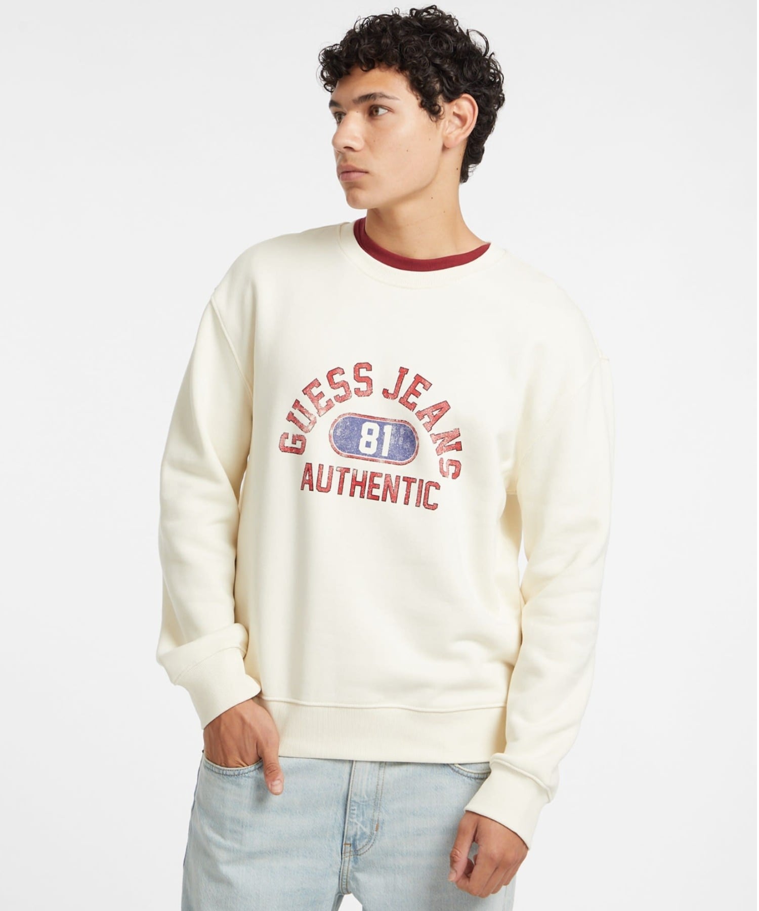 GUESS JEANS トップス スウェット(M)Reg Authentic Sweat ゲス トップス スウェット・トレーナー ネイビー ホワイト