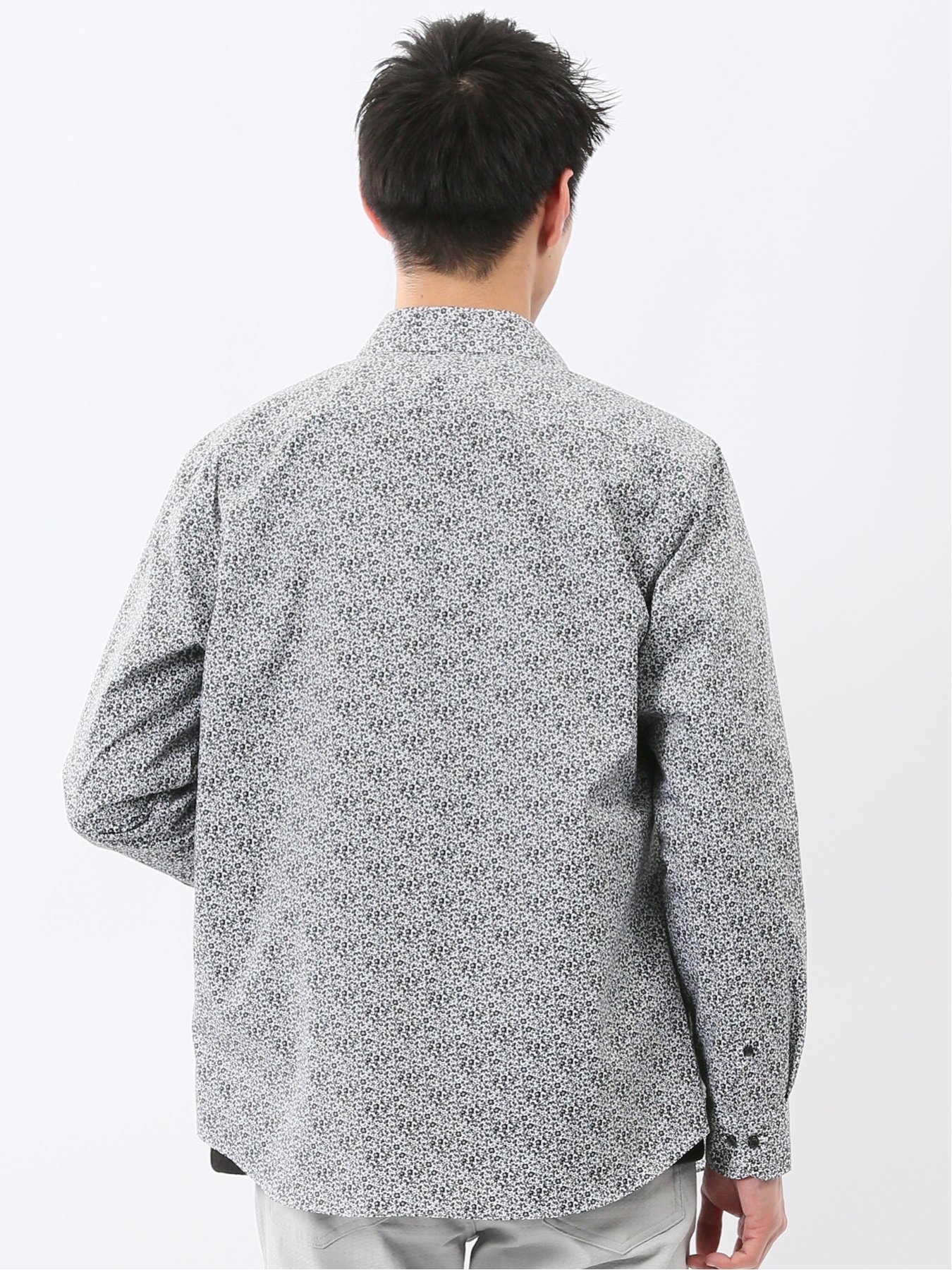 【SALE／30%OFF】TAKA-Q ストレッチ プリント ワイドカラー長袖シャツ 【26SS】 タカキュー トップス シャツ・ブラウス グレー【送料無料】
