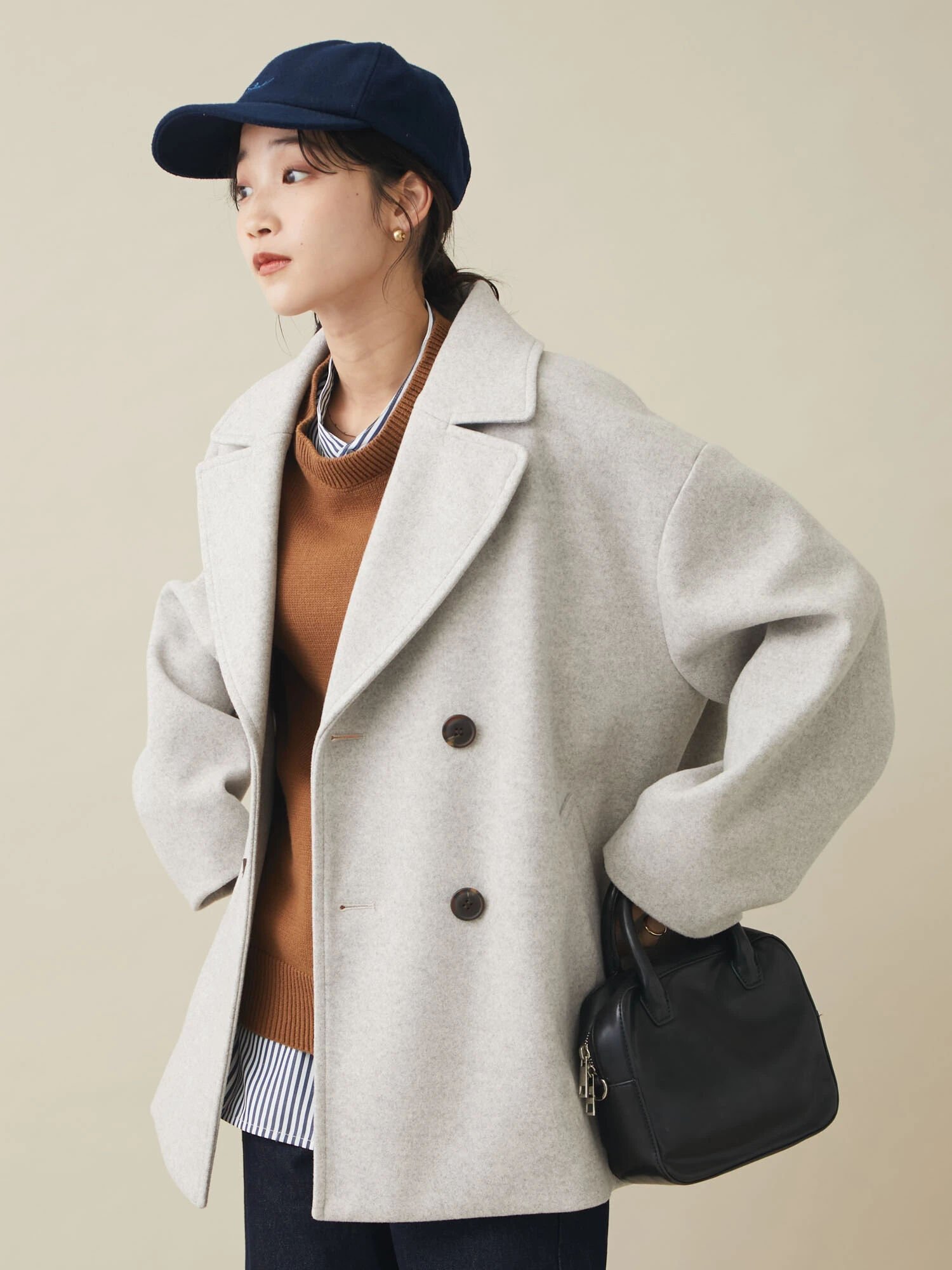 【SALE／60%OFF】CRAFT STANDARD BOUTIQUE コクーンPコート クラフトスタンダードブティック ジャケット・アウター その他のジャケット・アウター グレー カーキ【送料無料】のサムネイル