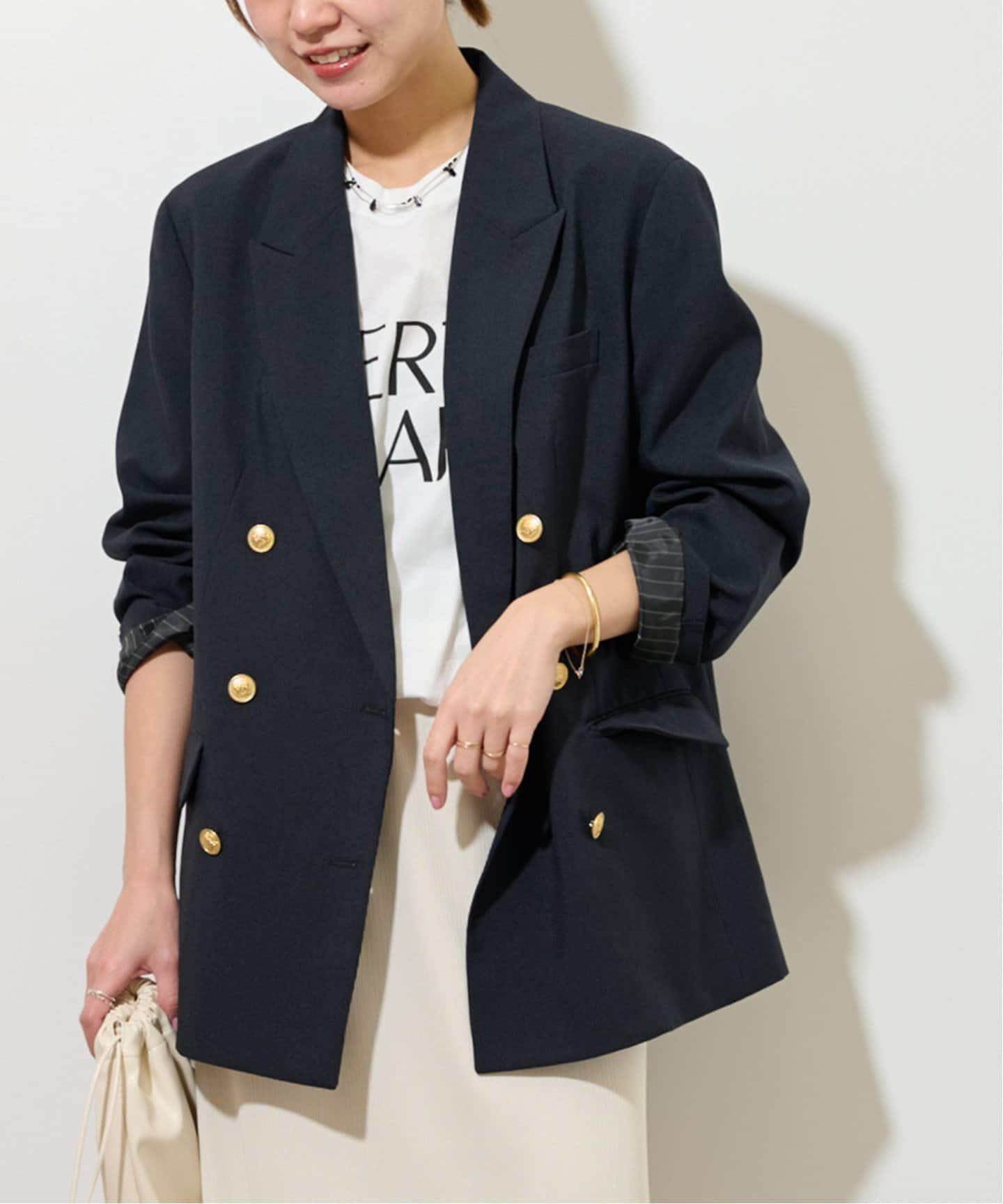 JOURNAL STANDARD relume WブレストBLAZER ジャーナル スタンダード レリューム ジャケット・アウター テーラードジャケット・ブレザー ネイビー【送料無料】のサムネイル