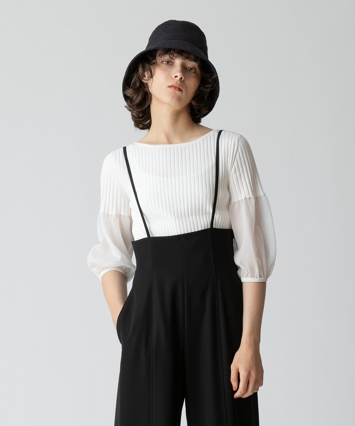 【SALE／50%OFF】allureville シアーランタンスリーブ プルオーバー アルアバイル トップス その他のトップス ホワイト ブラック ブルー【送料無料】のサムネイル