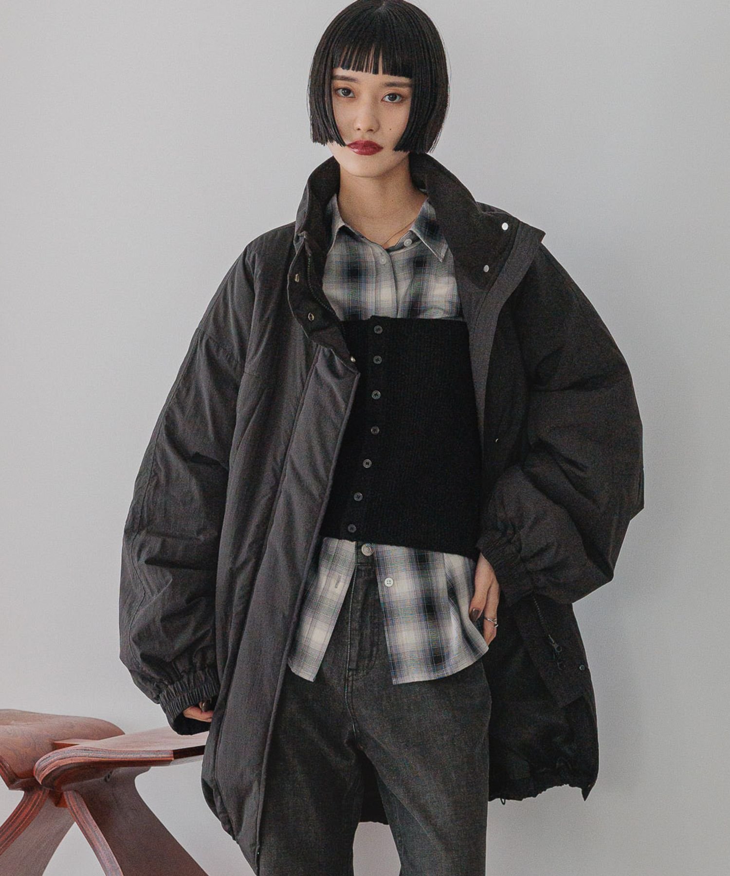 LOWRYS FARM モンスターコート ローリーズファーム ジャケット・アウター ナイロンジャケット ブラウン ホワイト ブラック【送料無料】