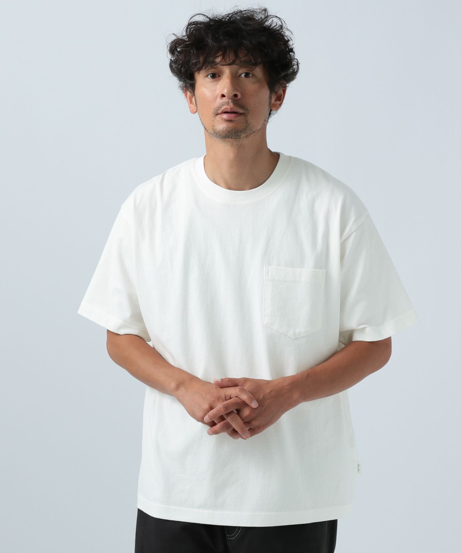[何枚あっても使える]ピグメントポケット半袖Tシャツ ベイフロー トップス カットソー・Tシャツ グレー ホワイト ブルー ピンク