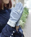 【SALE/20%OFF】axes femme リング風リボン付スエード手袋 アクシーズファム ファッション雑貨 手袋 ブルー ベージュ