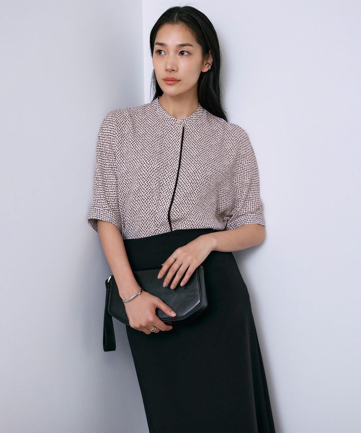 ICB 【洗える】 コットンコンプレッシャー スカート アイシービー スカート ロング・マキシスカート ブラック