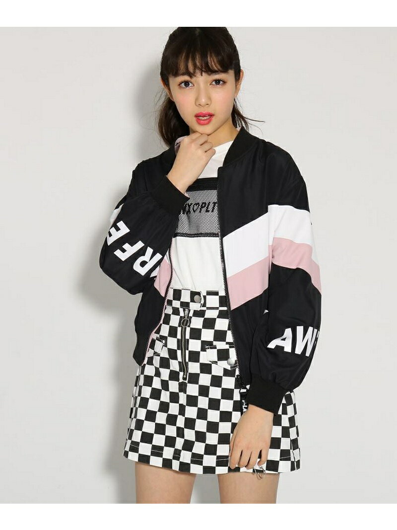 PINK-latte ★ニコラ掲載★リバーシブル ブルゾン ピンク ラテ コート/ジャケット ブルゾン ブラック グリーン【送料無料】のサムネイル