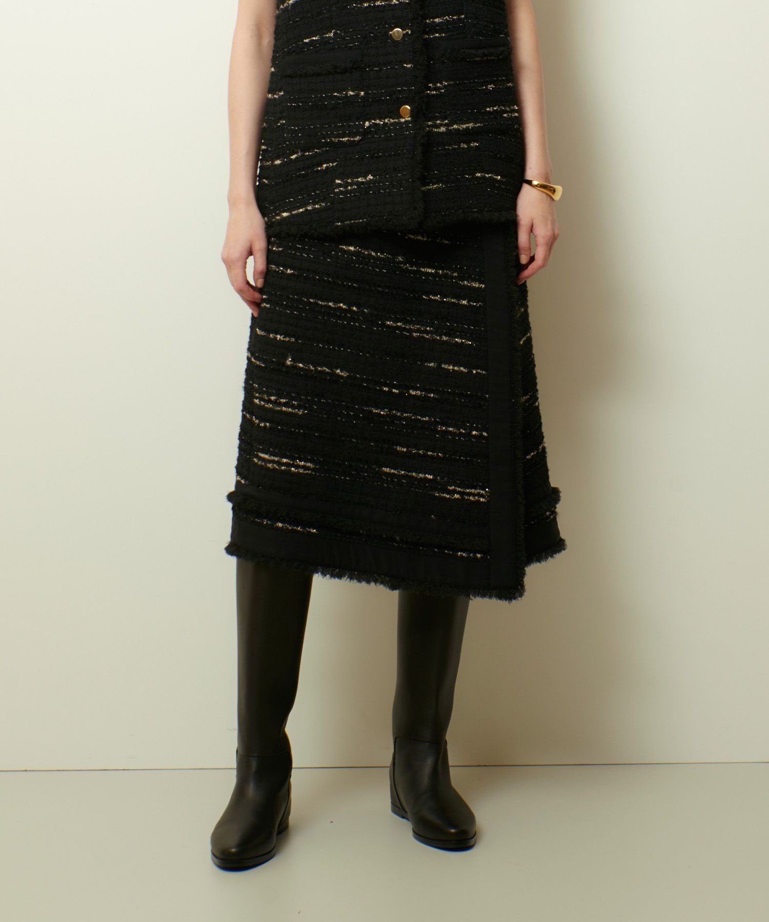 【SALE／50%OFF】allureville ジオリカラップスカート アルアバイル スカート その他のスカート ホワイト ブラック【送料無料】
