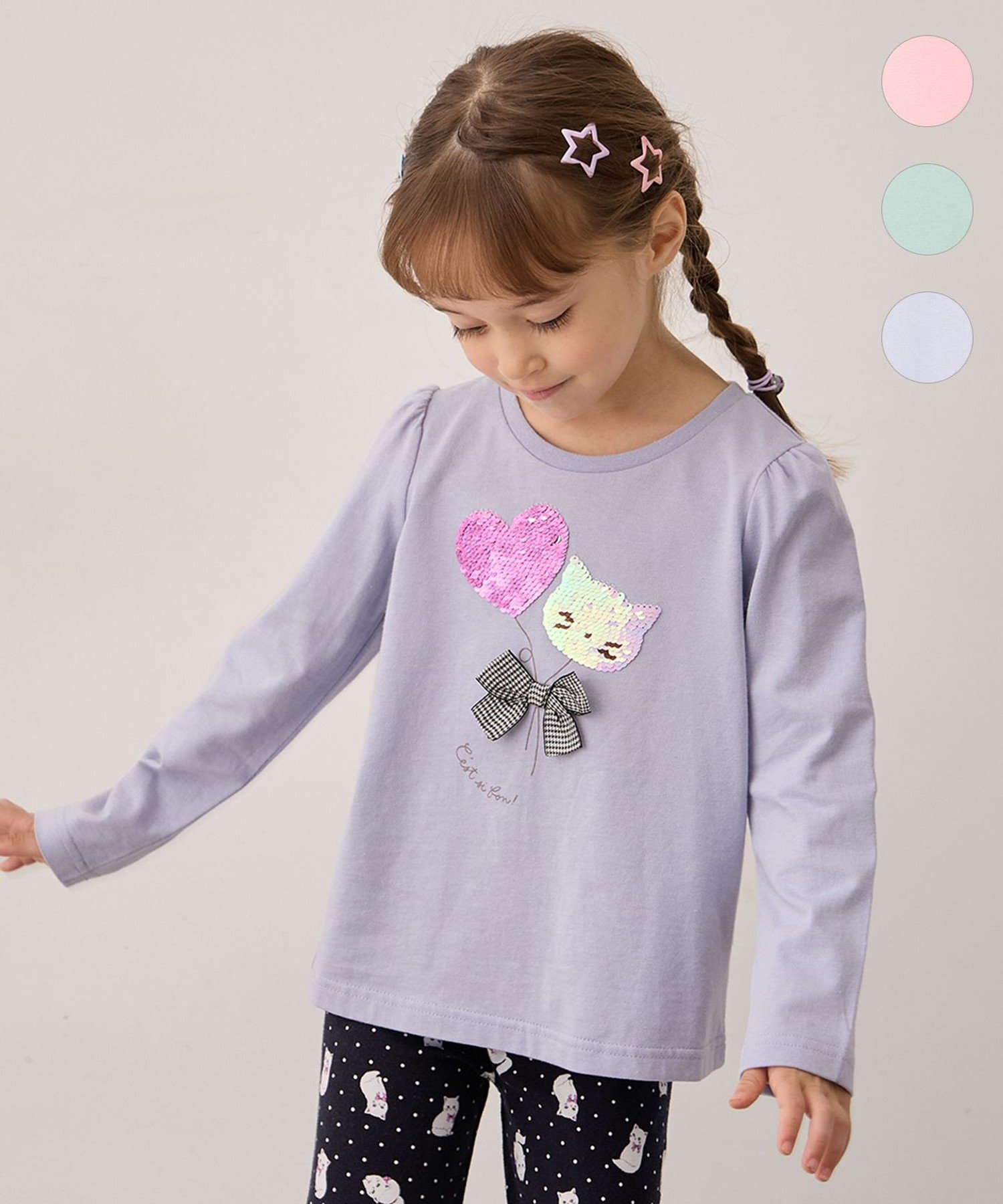 ANY KIDS ミラクルスパンコール 長袖Tシャツ エニィ トップス カットソー・Tシャツ ピンク ブルー グリーンのサムネイル