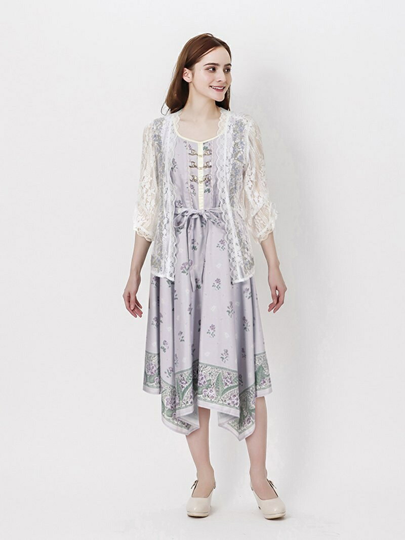 【SALE／71%OFF】axes femme (W)フラワーパネル柄イレヘムOP アクシーズファム ワンピース・ドレス その他のワンピース・ドレス パープル ブラック ネイビーのサムネイル