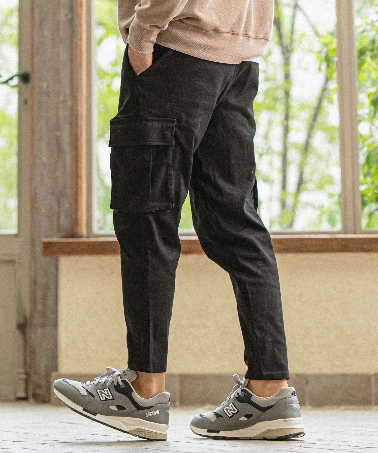 CAMBIO mp11504- Back Fleece Tapered Cargo Pants カーゴパンツ カンビオ パンツ その他のパンツ ブラック カーキ ベージュ グレー【送料無料】