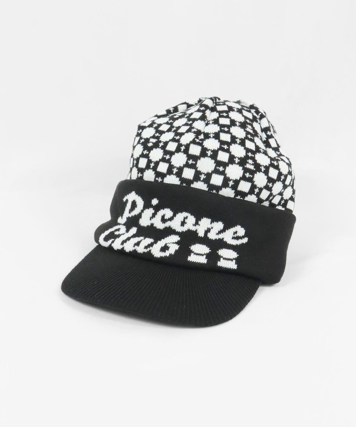 【SALE/30%OFF】Picone Club モノグラム柄ニットキャップ ピッコーネクラブ 帽子 ニット帽・ビーニー ブラック ブラウン ホワイト【送料無料】