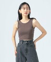 BEAMS HEART WOMEN カップ付き クロップド タンクトップ ビームス ハート トップス ノースリーブ・タンクトップ ホワイト ブラウン グレー