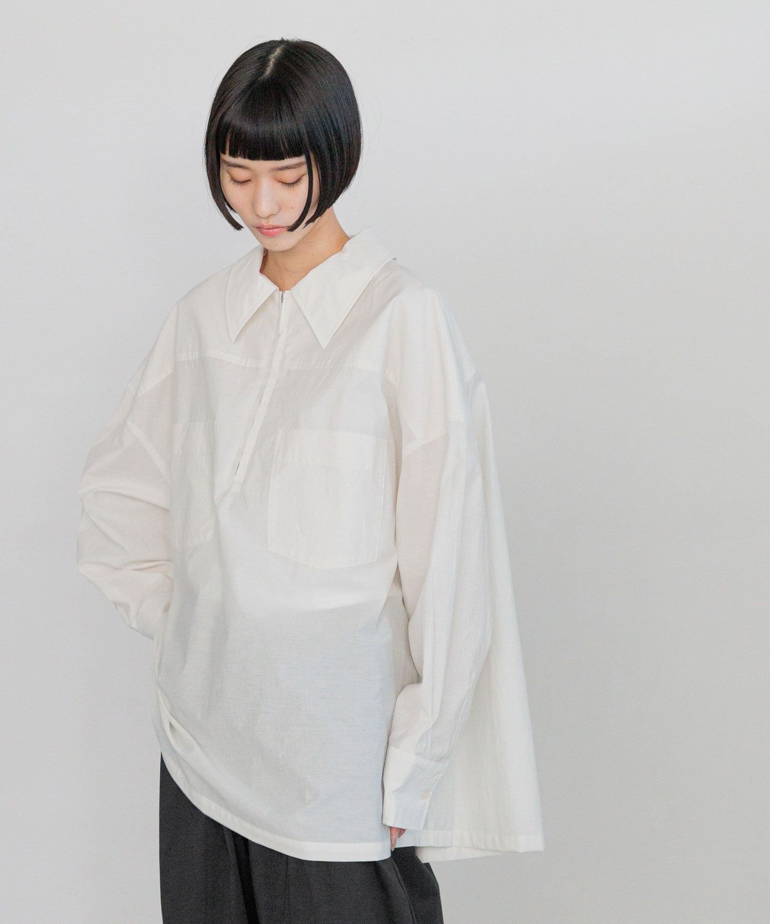 【SALE／30%OFF】yuw 【yuw】ZIPシャツミニワンピース ローリーズファーム ワンピース・ドレス チュニック ホワイト ブラック【送料無料】