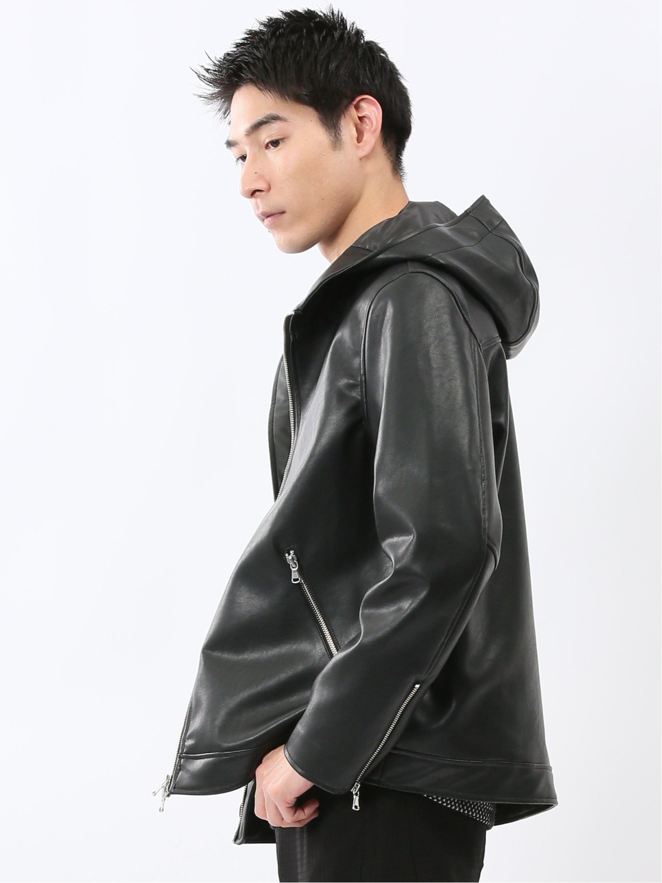 【SALE／30%OFF】TAKA-Q 合成皮革 フーデットブルゾン 【26SS】 タカキュー ジャケット・アウター ブルゾン・ジャンパー ベージュ【送料無料】