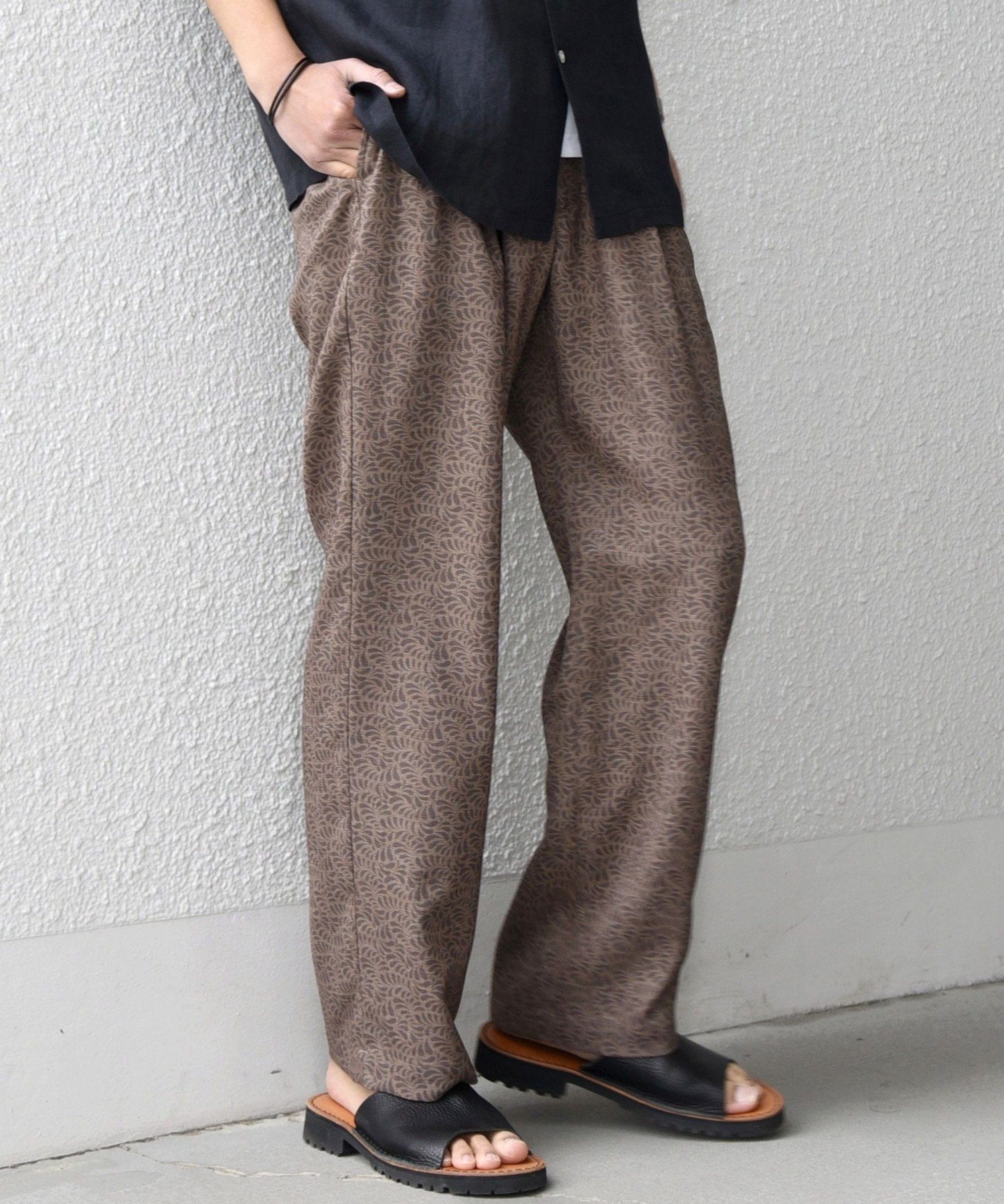 SHIPS any:＜UVカット＞FUTURE LINEN CANVAS リネンライク セミワイド パンツ◇ シップス パンツ その他のパンツ グリーン ブルー ネイビー ブラウン