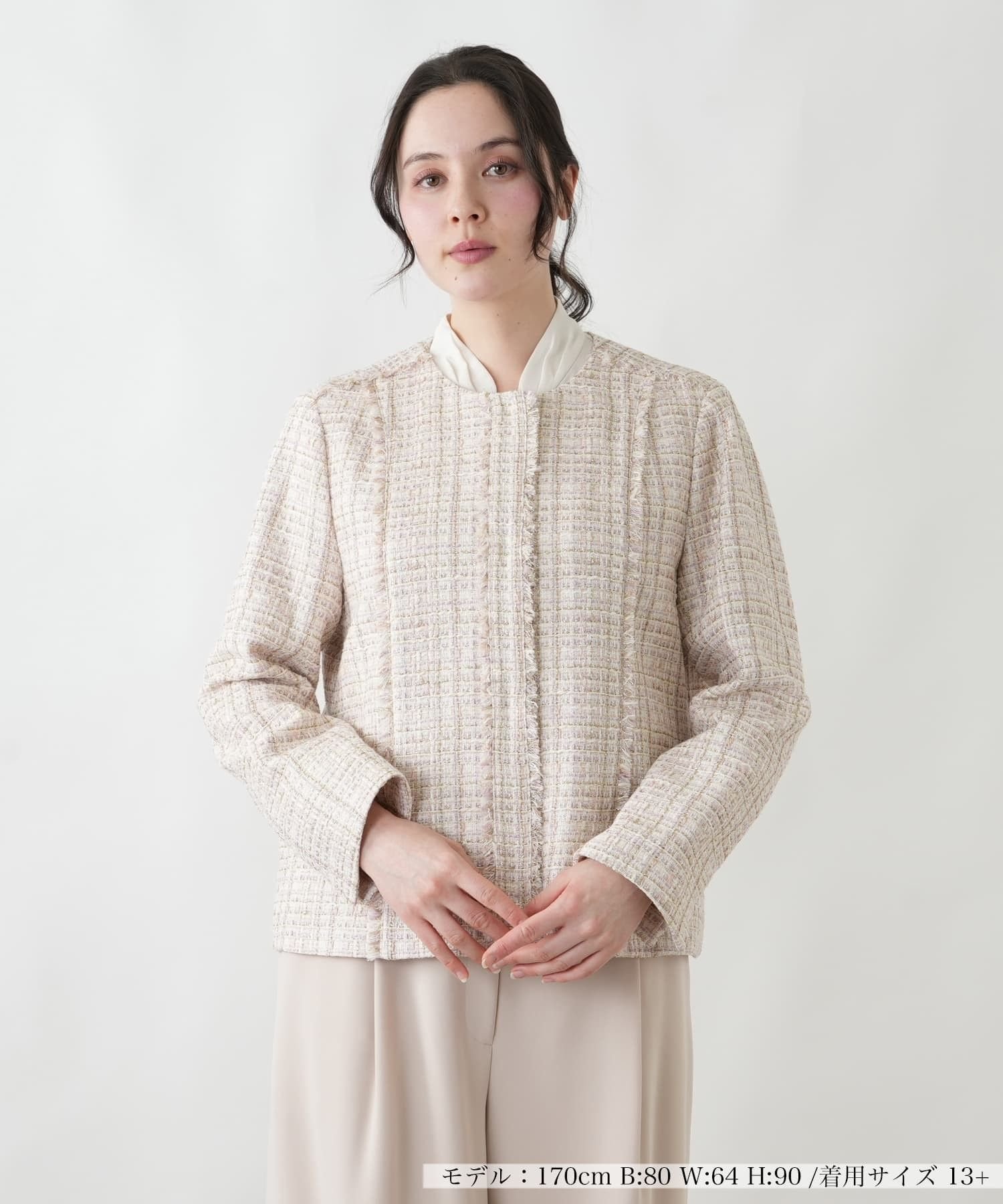 Leilian PLUS HOUSE 【店頭人気】ジャケット【BOURGE】 レリアン プラスハウス ジャケット・アウター テーラードジャケット・ブレザー ピンク