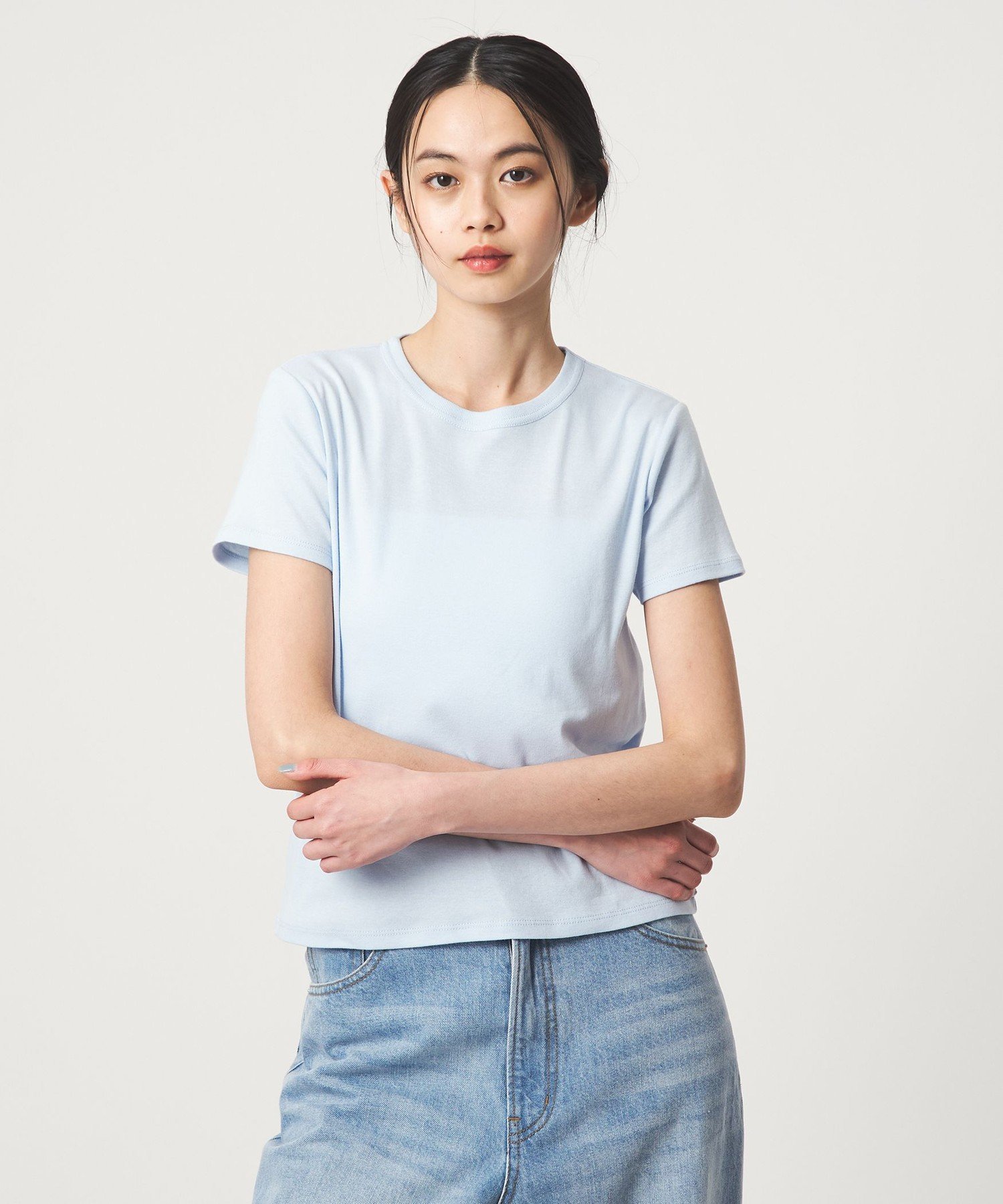 ＜EMMEL REFINES＞EM フライスクルーネック チビTシャツ ユナイテッドアローズ グリーンレーベルリラクシング トップス カットソー・Tシャツ ブルー ワインレッド
