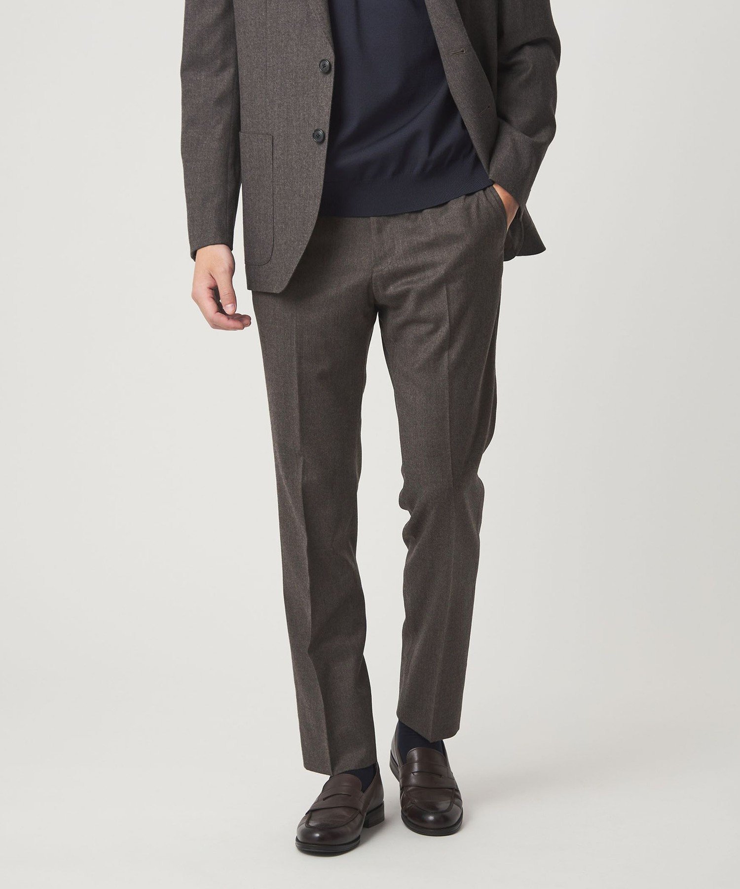 GLR CLOTH フラノ無地 アジャスター NP スラックス -ストレッチ- ユナイテッドアローズ アウトレット パンツ スラックス・ドレスパンツ ネイビー
