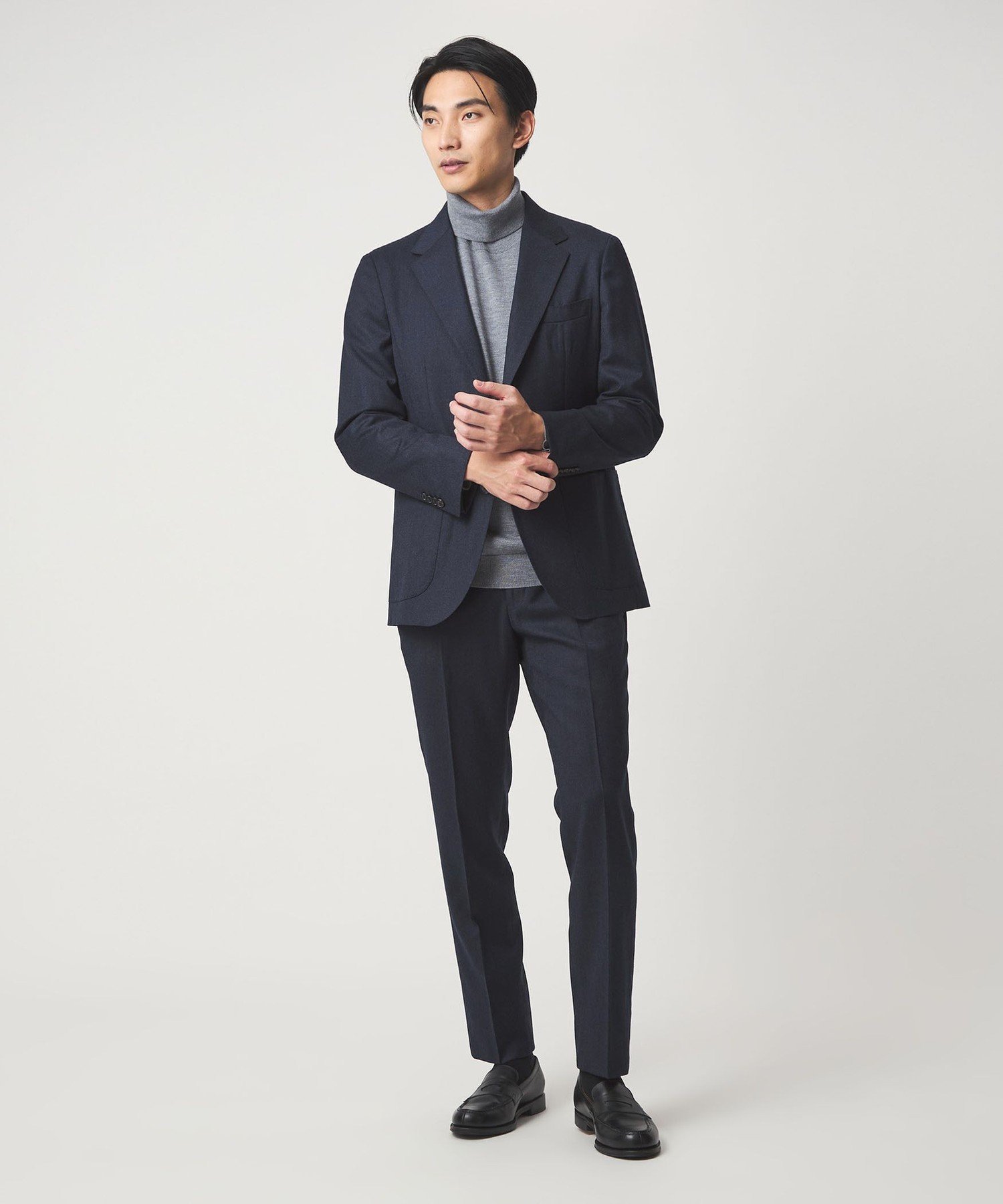 GLR CLOTH フラノ無地 アジャスター NP スラックス -ストレッチ- ユナイテッドアローズ アウトレット パンツ スラックス・ドレスパンツ ネイビー