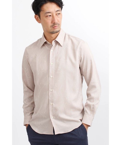 HIGH STREET HIGH STREET∴フラワードローイングシャツ トルネードマート トップス シャツ・ブラウス ブラック ベージュ