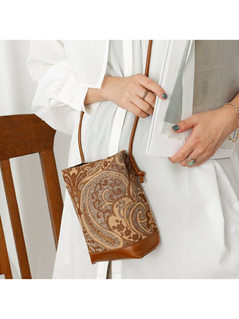 【SALE／70%OFF】COLONY 2139 【TV媒体紹介商品】ジャガード縦長ショルダーバッグ[説明動画あり] コロニー トゥーワンスリーナイン バッグ ショルダーバッグ ブラウンのサムネイル