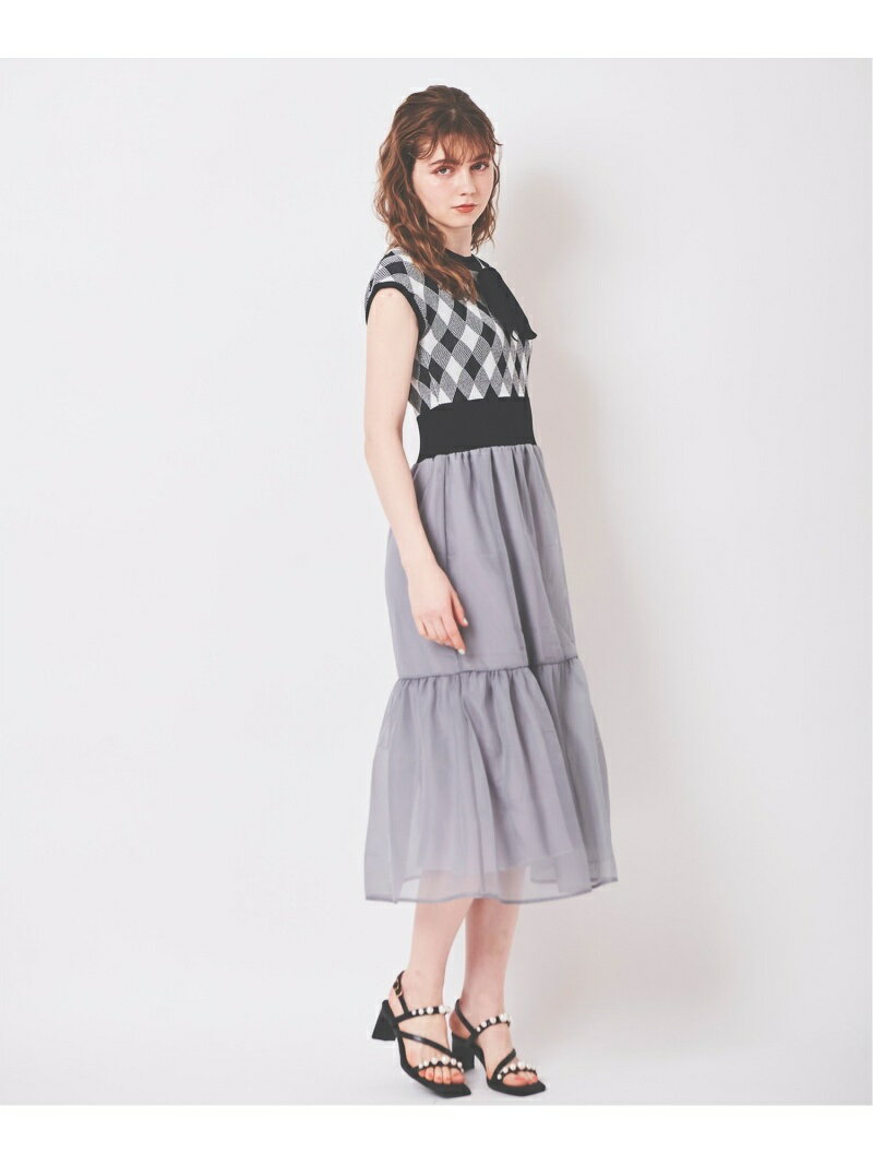 【SALE／70%OFF】31 Sons de mode ジャガードトップス×エアリースカートワンピース トランテアン ソン ドゥ モード ワンピース・ドレス その他のワンピース・ドレス ブラック ブルー【送料無料】のサムネイル