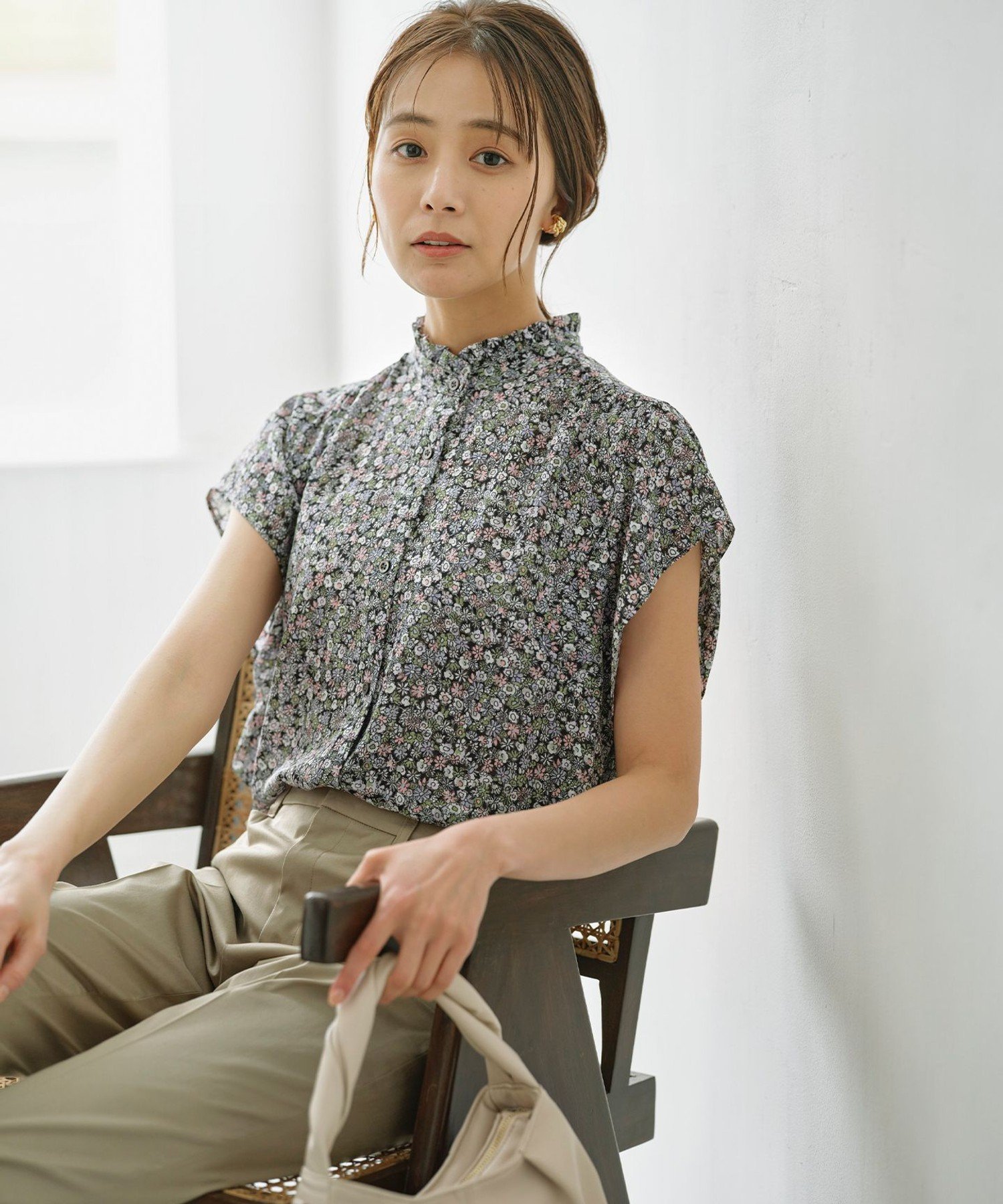 組曲 フラワーレイヤープリント ブラウス クミキョク トップス シャツ・ブラウス ピンク ブルー【送料無料】のサムネイル