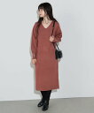 【SALE/50%OFF】BEAMS HEART WOMEN Vネック ロングニット ワンピース ビームス アウトレット ワンピース・ドレス ワンピース ブラック ピンク グリーン