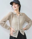 VIS 【WEB限定】【美シルエット】配色ラメメッシュライクポロ襟カーディガン ビス トップス カーディガン グレー ブラック ベージュ【送料無料】