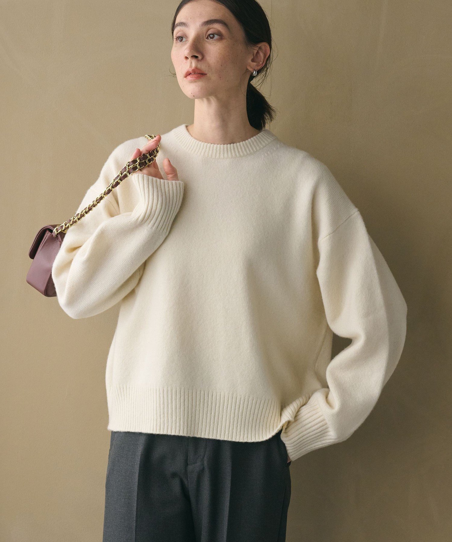 BEAUTY&YOUTH UNITED ARROWS ウールカシミヤ アクア クルーネックニット ビューティー＆ユース ユナイテッドアローズ トップス ニット ベージュ ピンク ホワイト グレー オレンジ【送料無料】