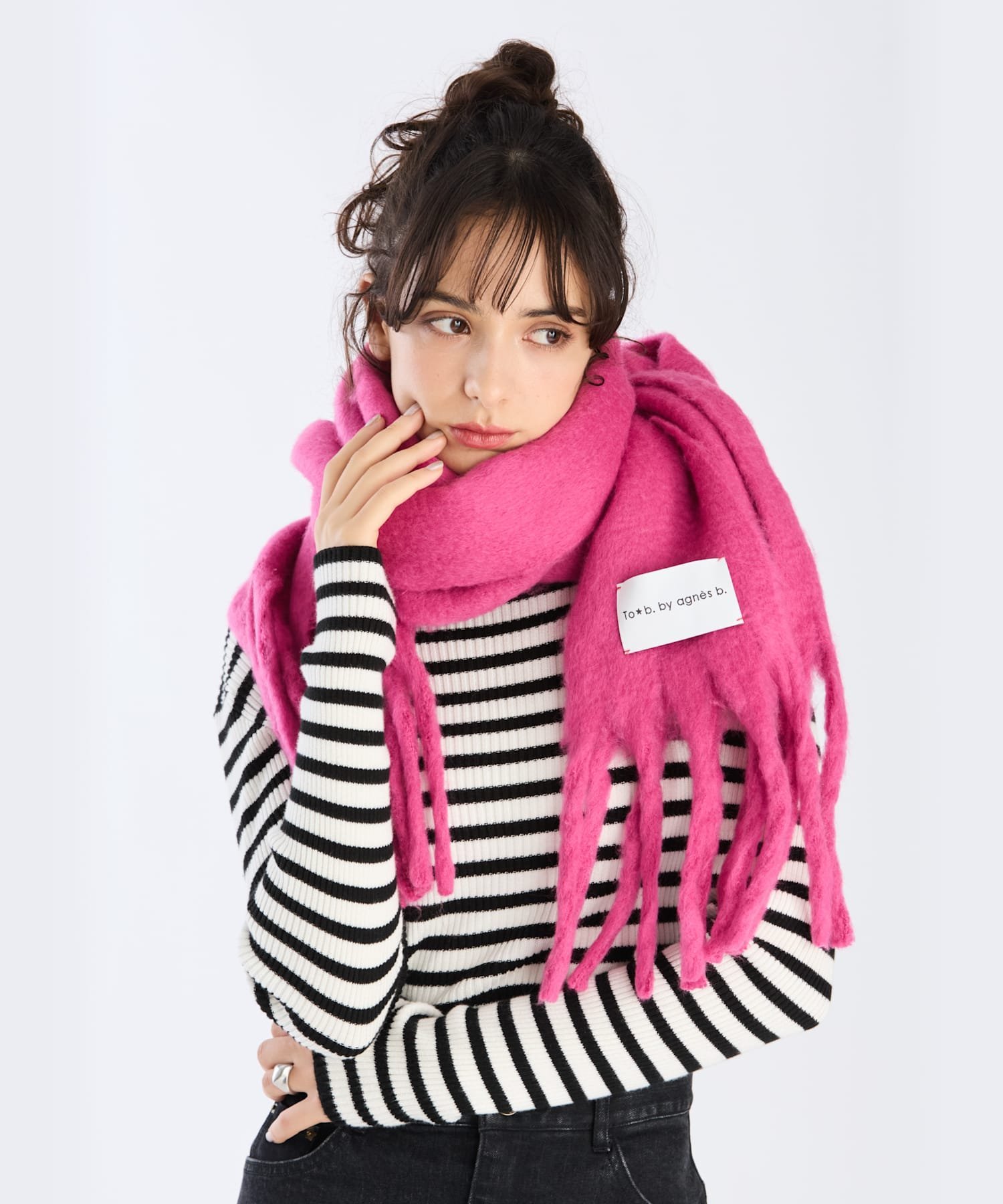 To b. by agnes b. カラーストール アニエスベー ファッション雑貨 マフラー・ストール・ネックウォーマー ピンク【送料無料】のサムネイル