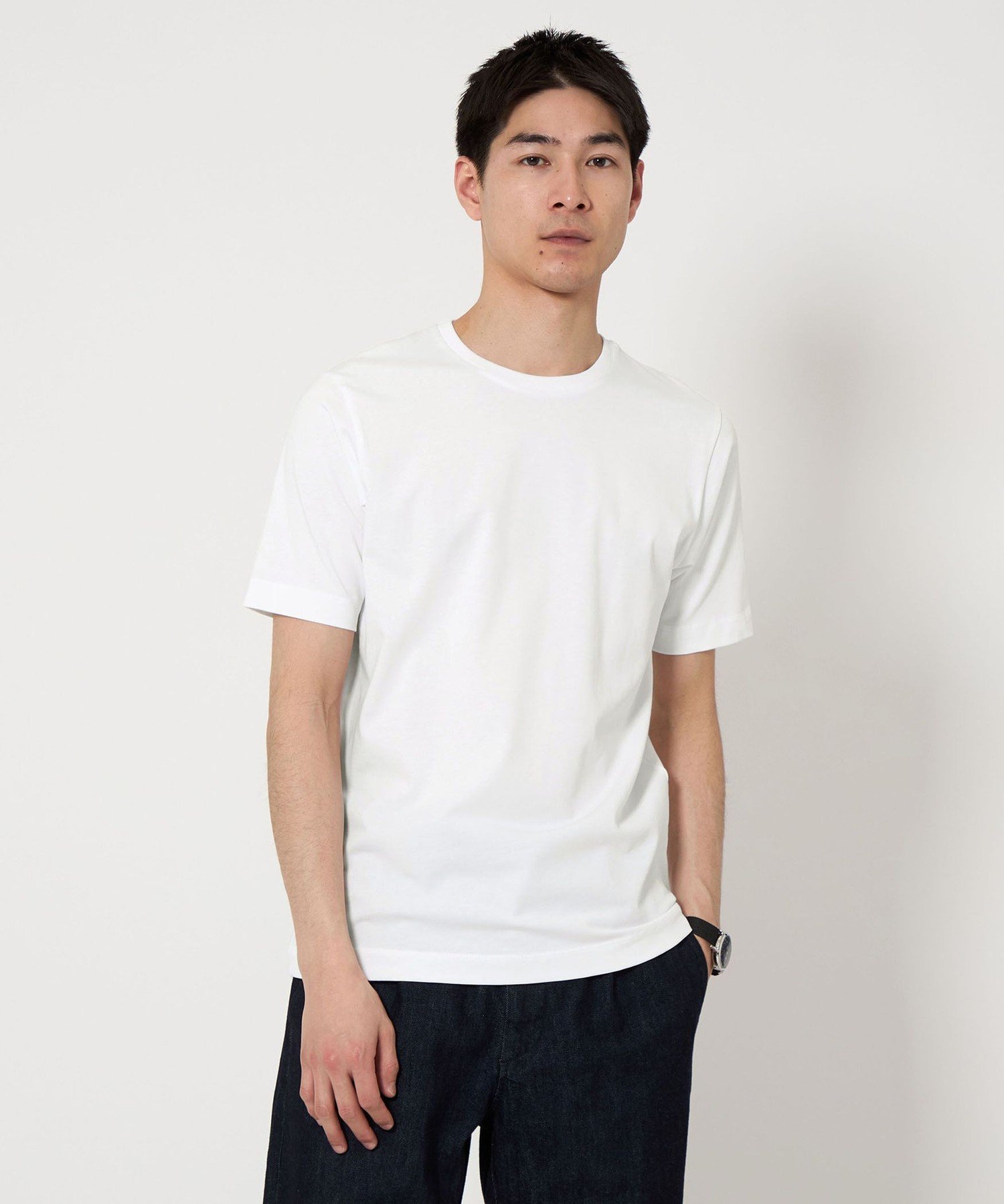LONG FIBER COTTON クリア クルーネック 半袖 Tシャツ ユナイテッドアローズ アウトレット トップス カットソー・Tシャツ グレー ネイビー ブラック ホワイト