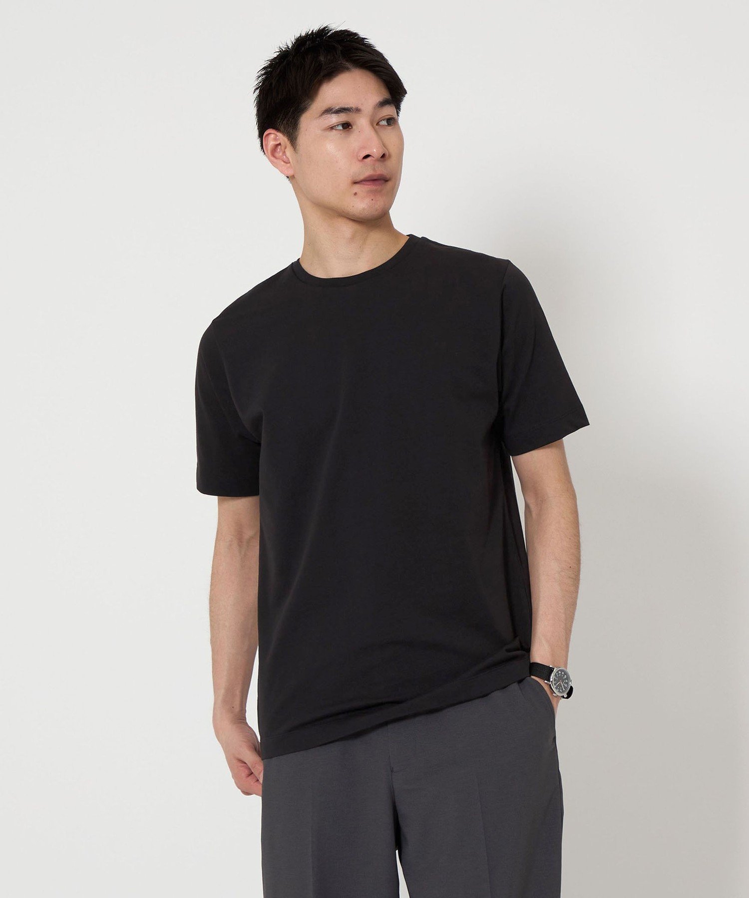 LONG FIBER COTTON クリア クルーネック 半袖 Tシャツ ユナイテッドアローズ アウトレット トップス カットソー・Tシャツ グレー ネイビー ブラック ホワイト
