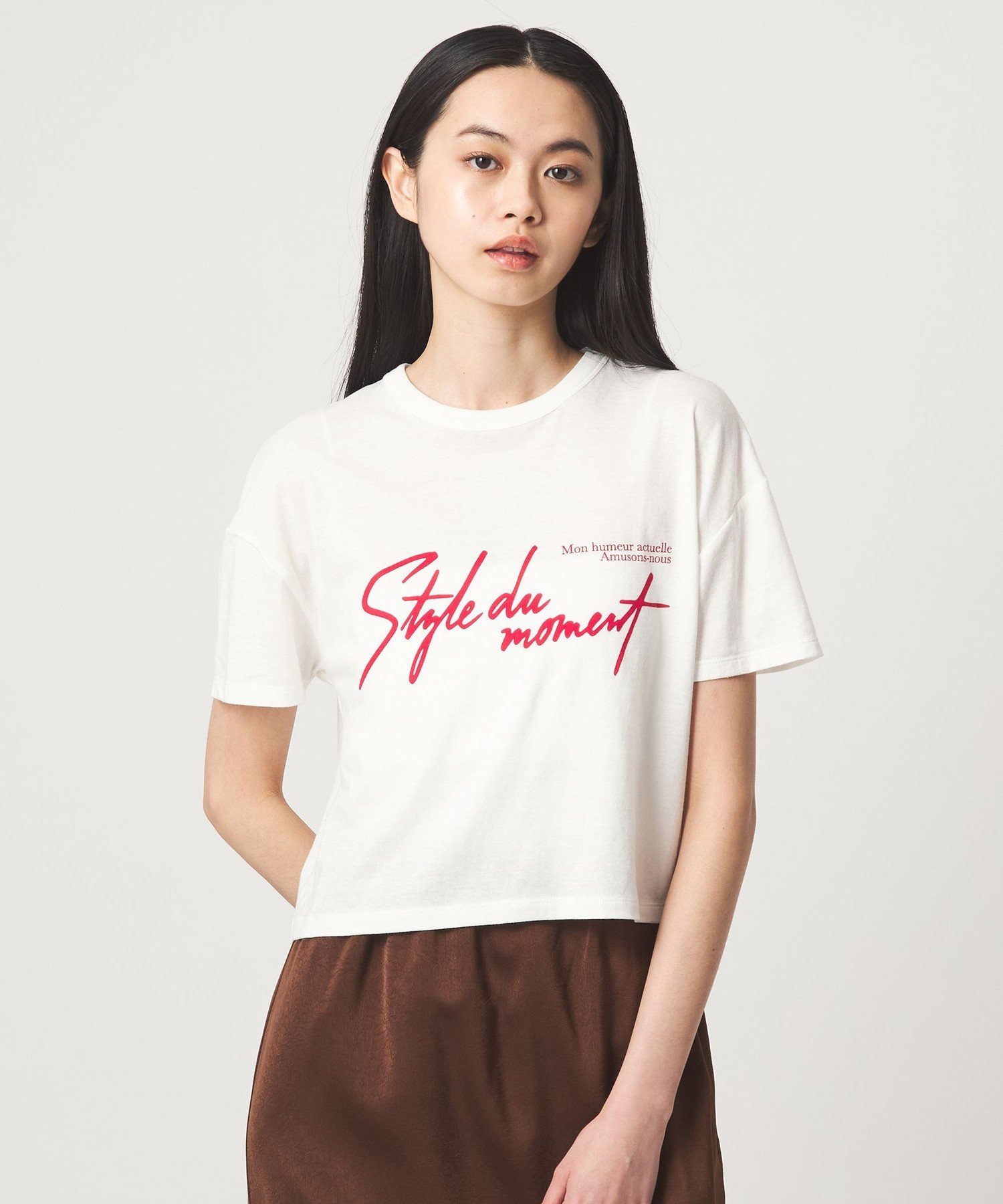 ＜EMMEL REFINES＞EM ロゴプリント ボックス Tシャツ ユナイテッドアローズ グリーンレーベルリラクシング トップス カットソー・Tシャツ ホワイト グレー