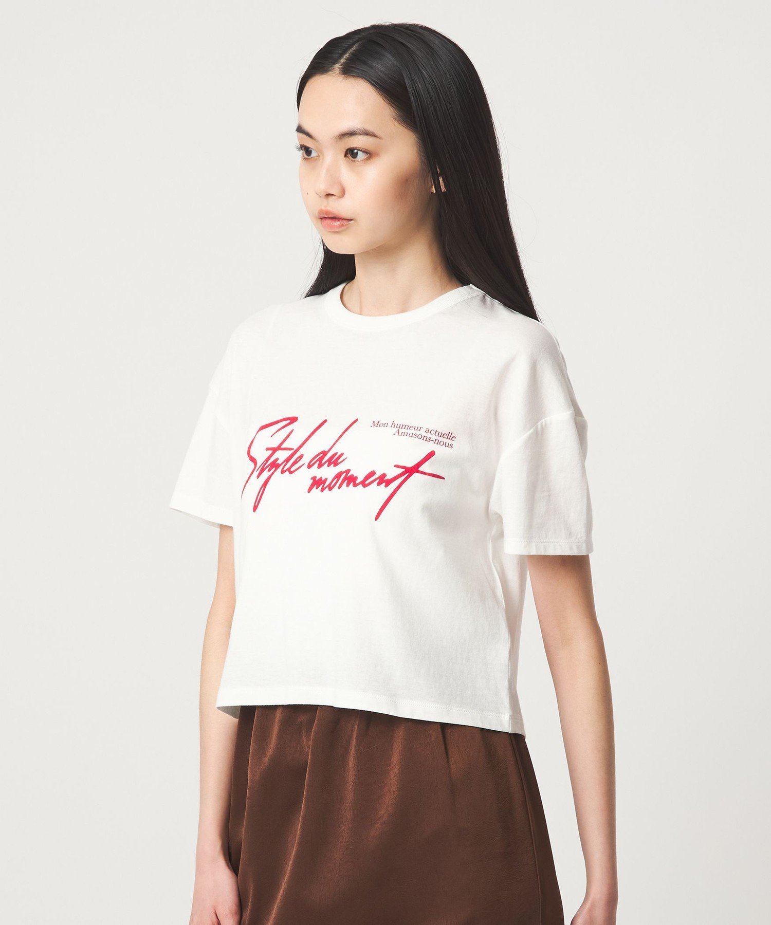 ＜EMMEL REFINES＞EM ロゴプリント ボックス Tシャツ ユナイテッドアローズ グリーンレーベルリラクシング トップス カットソー・Tシャツ ホワイト グレー