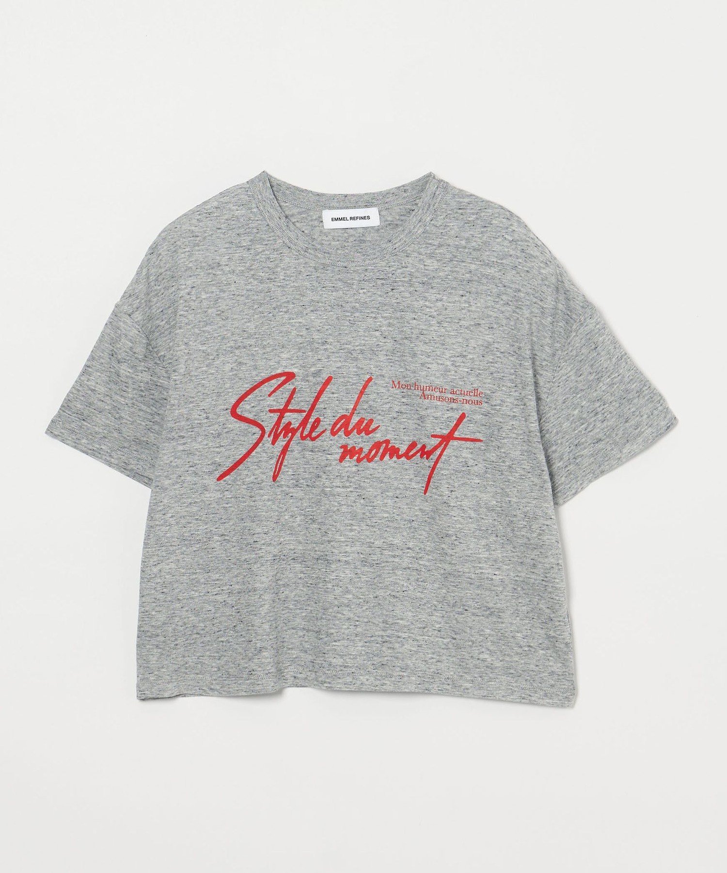 ＜EMMEL REFINES＞EM ロゴプリント ボックス Tシャツ ユナイテッドアローズ グリーンレーベルリラクシング トップス カットソー・Tシャツ ホワイト グレー