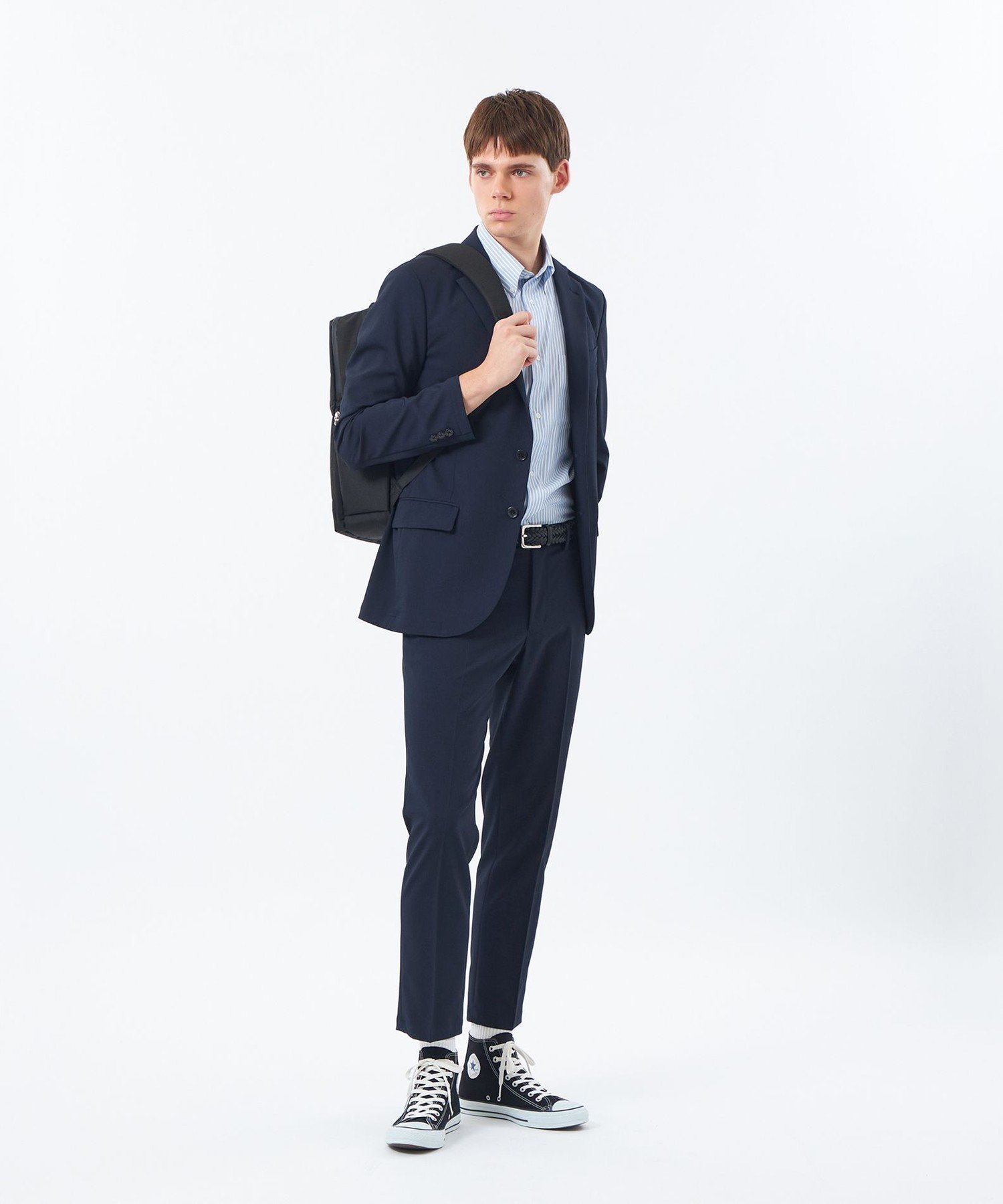トロッター スタンダードパンツ 強撚ストレッチ マッキントッシュ フィロソフィー パンツ スラックス・ドレスパンツ ネイビー